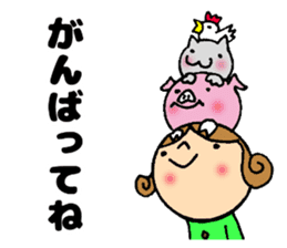 kawaii girl and Pig Stickers sticker #11567111