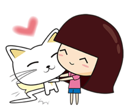 The girl and the cat sticker #11577234