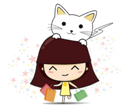 The girl and the cat sticker #11577252