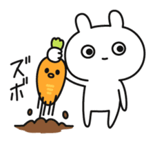 Funny rabbit and carrot sticker #11577621