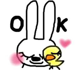 A rosy cheeks rabbit and chick sticker #11579314