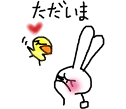 A rosy cheeks rabbit and chick sticker #11579321