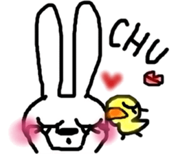 A rosy cheeks rabbit and chick sticker #11579328