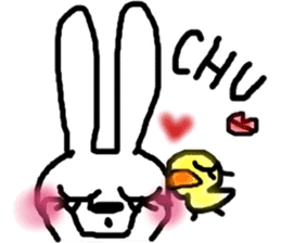 A rosy cheeks rabbit and chick sticker #11579328