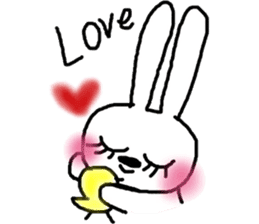 A rosy cheeks rabbit and chick sticker #11579329