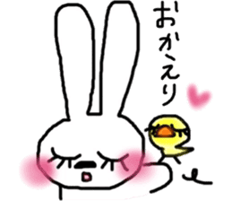 A rosy cheeks rabbit and chick sticker #11579334