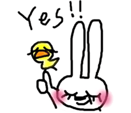 A rosy cheeks rabbit and chick sticker #11579341