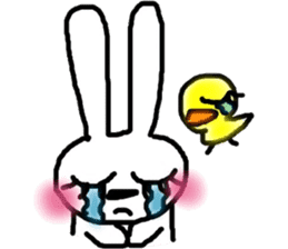A rosy cheeks rabbit and chick sticker #11579342