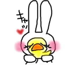 A rosy cheeks rabbit and chick sticker #11579343