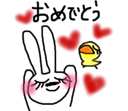 A rosy cheeks rabbit and chick sticker #11579348