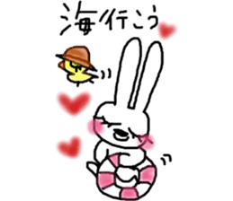 A rosy cheeks rabbit and chick sticker #11579349