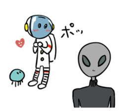 People of the space suit and aliens sticker #11585289