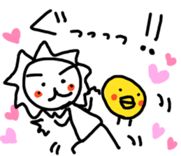 White lion and yellow chicken 3 sticker #11591990