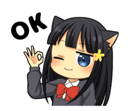 Black cat girl sticker sticker #11599608