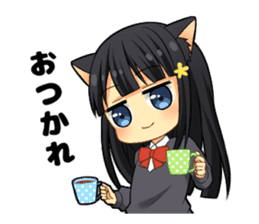 Black cat girl sticker sticker #11599610