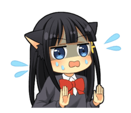 Black cat girl sticker sticker #11599618