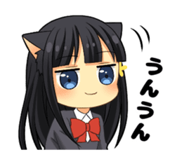 Black cat girl sticker sticker #11599620