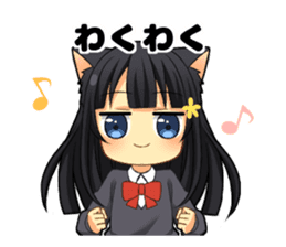 Black cat girl sticker sticker #11599621