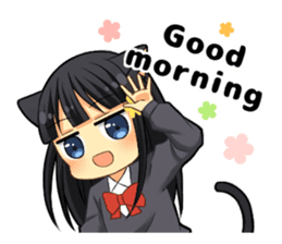 Black cat girl sticker sticker #11599624