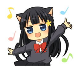 Black cat girl sticker sticker #11599625