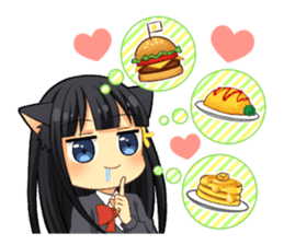 Black cat girl sticker sticker #11599626