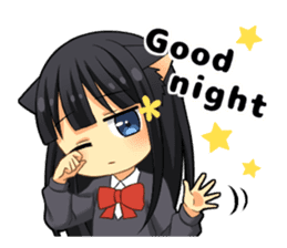 Black cat girl sticker sticker #11599628