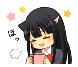 Black cat girl sticker sticker #11599629