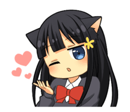 Black cat girl sticker sticker #11599630