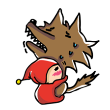 Big Red Riding Hood and little bad wolf sticker #11606053