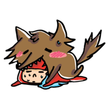 Big Red Riding Hood and little bad wolf sticker #11606077