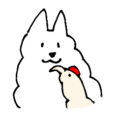 Samoyed, chicken and sheep