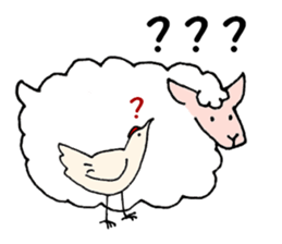 Samoyed, chicken and sheep sticker #11624661