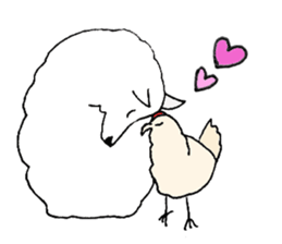 Samoyed, chicken and sheep sticker #11624670