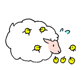 Samoyed, chicken and sheep sticker #11624684