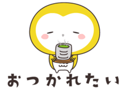 Yellow owl of happiness -hakata- sticker #11627177