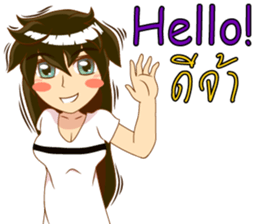 Cartoon lady language Thai/eng v2 sticker #11630184