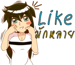 Cartoon lady language Thai/eng v2 sticker #11630189