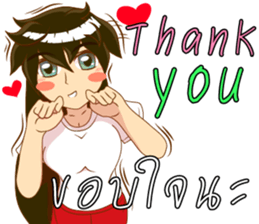Cartoon lady language Thai/eng v2 sticker #11630192