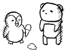 Tired penguin meets Calligraphy's Panda sticker #11637663