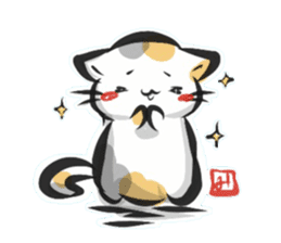 "kanji" calico cat sticker #11640830