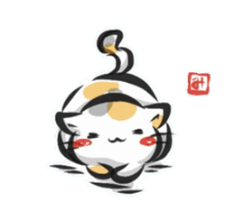 "kanji" calico cat sticker #11640850