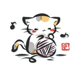 "kanji" calico cat sticker #11640857