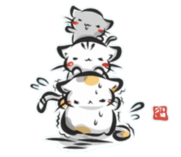 "kanji" calico cat sticker #11640858