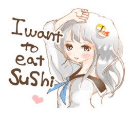 Girl who loves sushi hello sticker #11642144