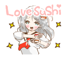 Girl who loves sushi hello sticker #11642147