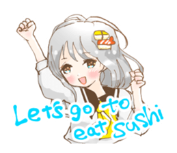 Girl who loves sushi hello sticker #11642151