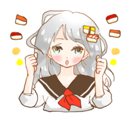 Girl who loves sushi hello sticker #11642156