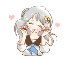 Girl who loves sushi hello sticker #11642157