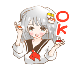 Girl who loves sushi hello sticker #11642165