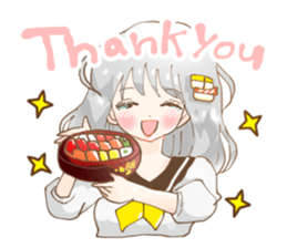 Girl who loves sushi hello sticker #11642167